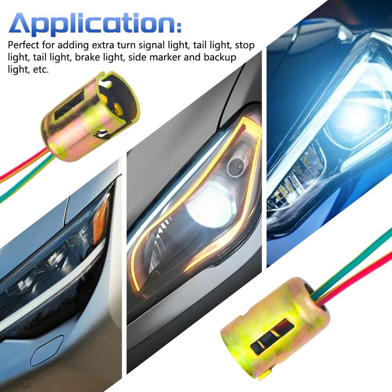 WMYCONGCONG 15 PCS DC 12V 1157 Brake Turn Signal Light Socket Wiring Harness Connector Plug Pigtail Adapter for Car Truck Light LED, Random color - Image 5